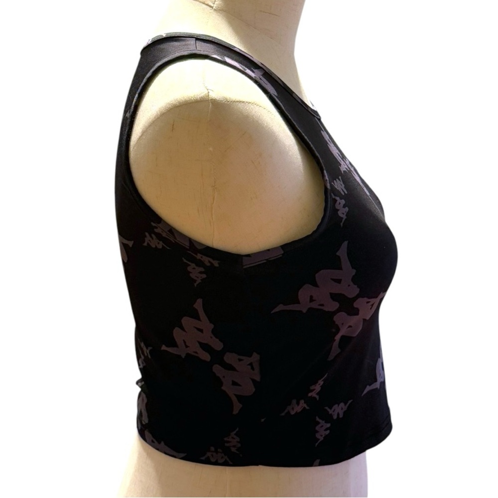 Kappa Black Logo Print Crop Tank Top Women’s Medium Y2K Streetwear - Picture 4 of 8